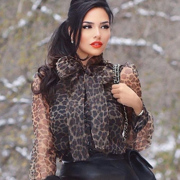 Zara Animal Print Organza Blouse - Picture 2 of 11